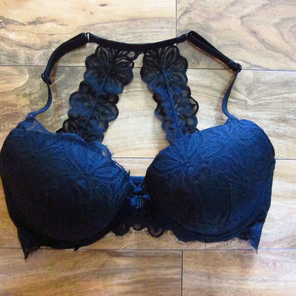 PINK by Victoria's Secret Black Lace Date Racerback Push Up Bra size 36DD - Picture 1 of 5